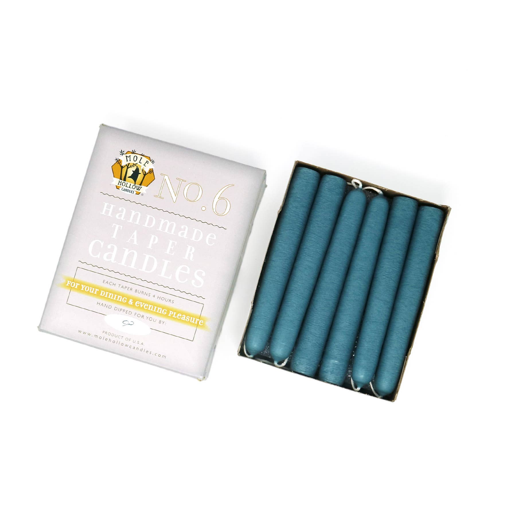 Mole Hollow Candles - Wholesale Tapered Candle/Candlestick - 6" Hand Dipped Unscented Taper Candles - 39 Colors USA Made30