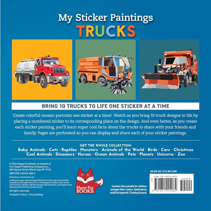 Fox Chapel Publishing - Vente Livre de coloriage et d'activités pour enfants et bébés - Mes peintures autocollantes : Camions - 10 machines gigantesques1