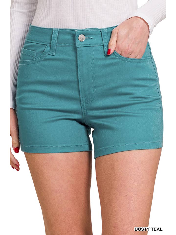 42POPS - Wholesale Shorts - Women's - SI-24319 High Rise Color denim Jeans Shorts