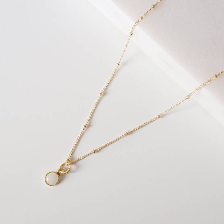 Hunter & Trove - Wholesale Pendant/Charm Necklace - Tiny moonstone Gem on 14K Gold Fill Necklace (Cira)