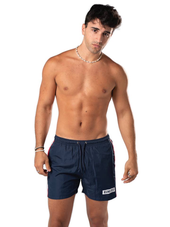 Badshorts met klein rechthoekig dessin voor wholesale door RAMS 23