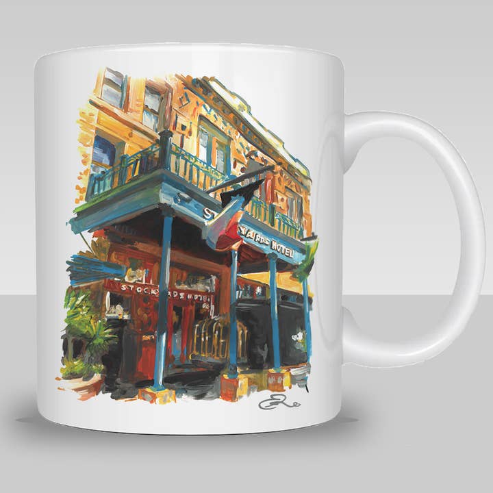 Fort Worth – Stockyards Hotel Kaffemugg för wholesale av Eric Hanson Artwork
