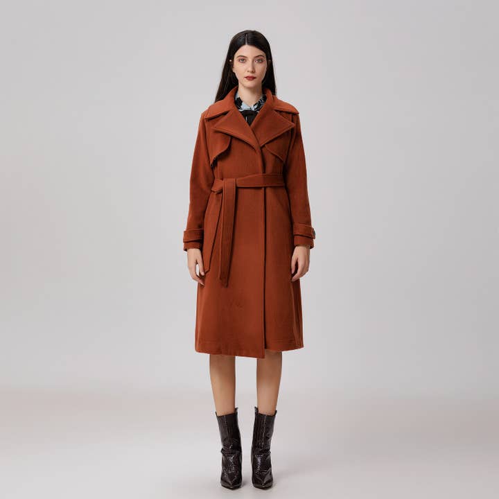 Smart and Joy - Wholesale Trench Coat - Women's - Wool coat with wide shutters