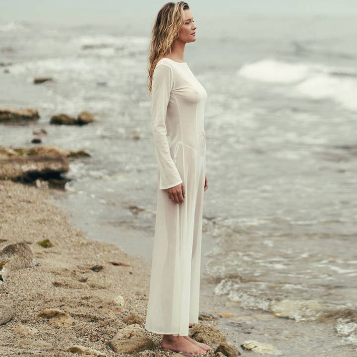 Maxi-Kleid aus transparentem Stretch-Mesh für den Großhandel von Rock Club