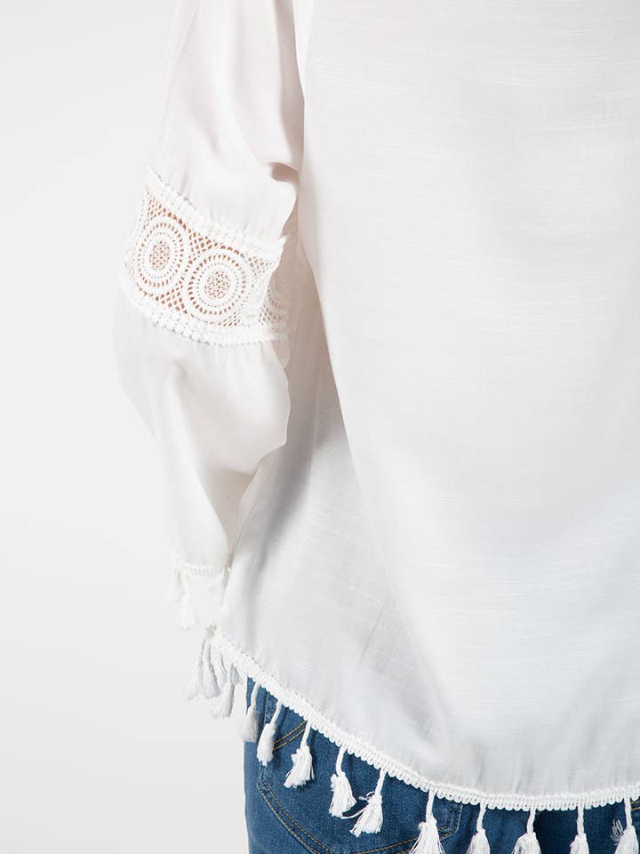 BIANCO Blusa con ricamo in vendita all'ingrosso su Faire5