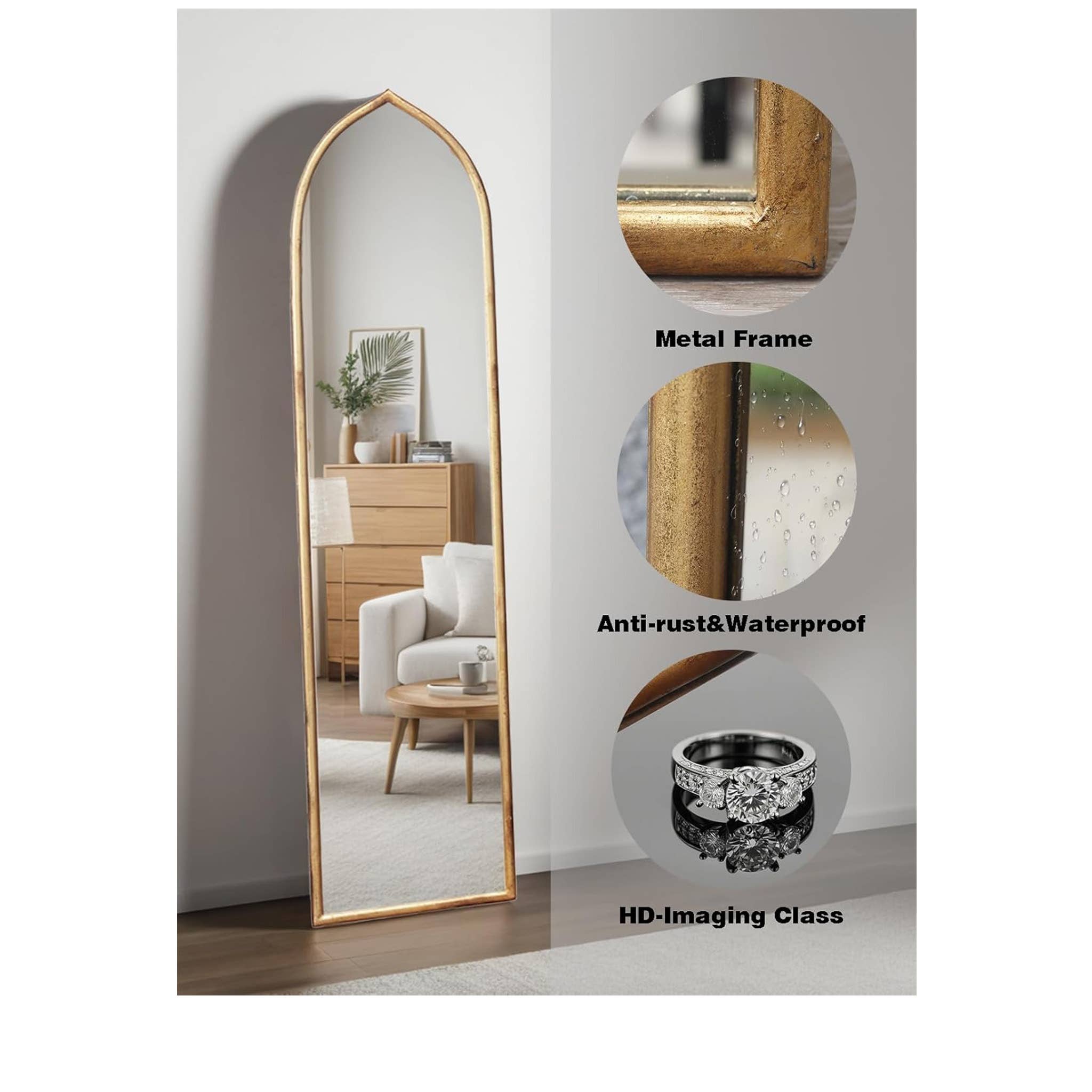 Paris Loft Inc - Vente Miroir mural - Miroir sur Pied Mural Grande Taille avec Cadre en Métal5