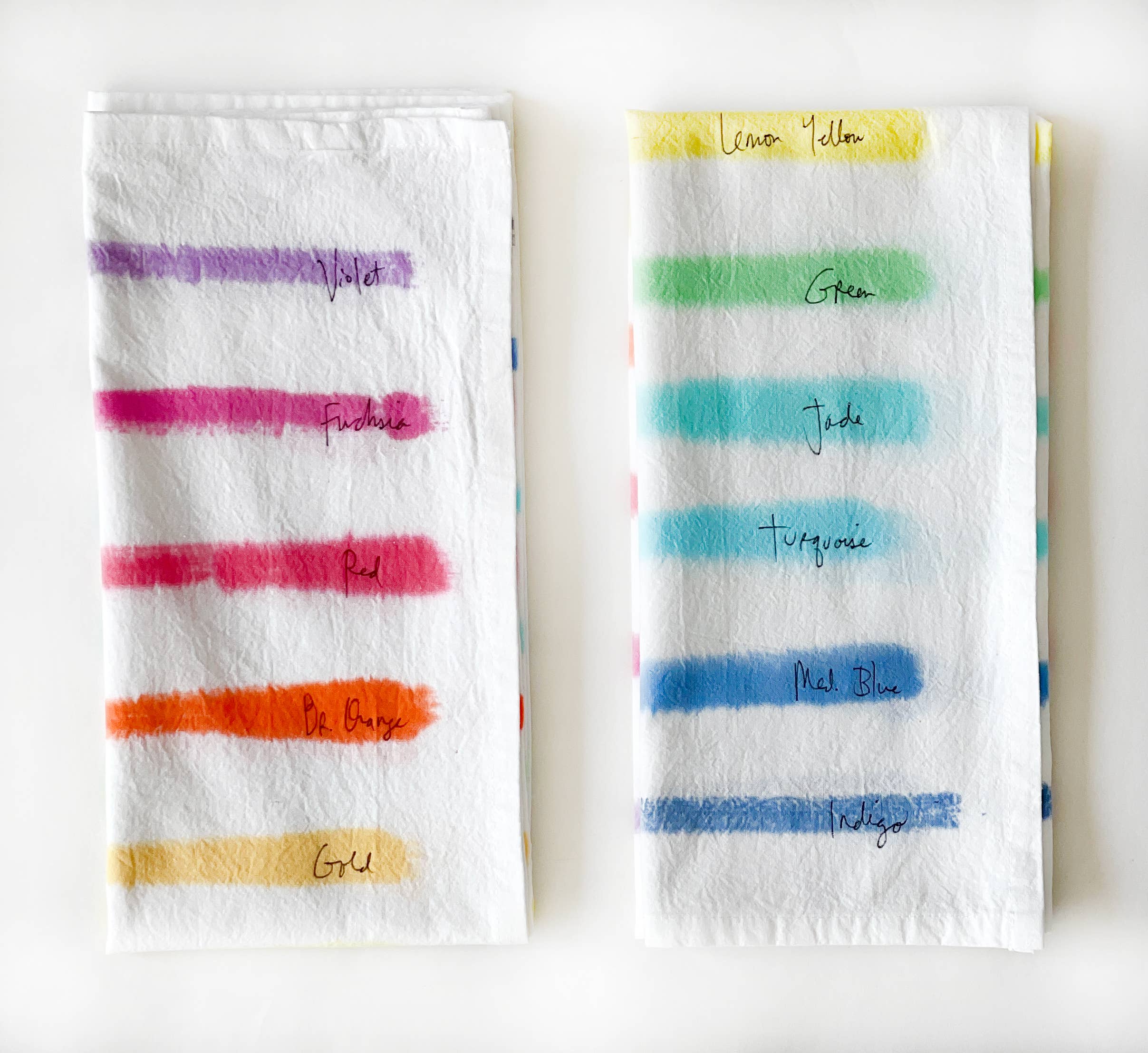 Merle Works - Wholesale Tea Towel - Rainbow Stripe Hand-painted Tea Towel1
