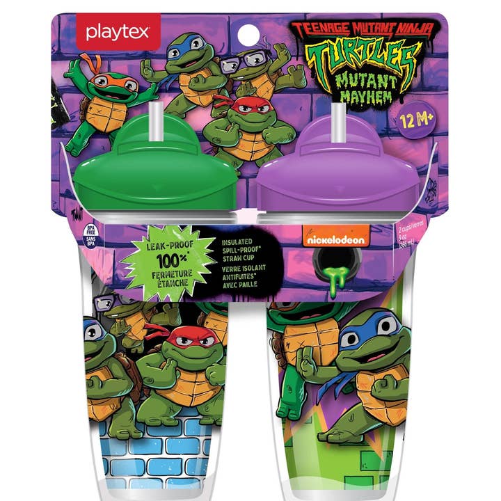 Playtex Baby Stage 3 Teenage Mutant Ninja Turtles Straw Cups, Spill-Proof, Leak-Proof, Insulated, 3D Graphics, 9 Ounce (Pack of 2) for wholesale by Playtex