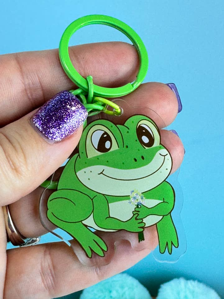 Adorable Acrylic Keychains, Bag Charms and Key Holder, Frogs for wholesale by Outfolded