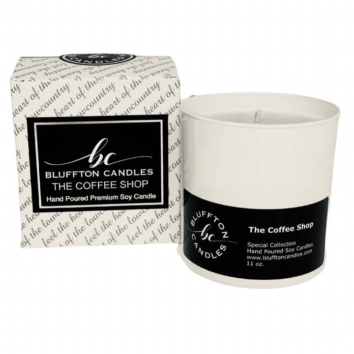 White Glass | The Coffee Shop 11 oz. for wholesale by Bluffton Candles
