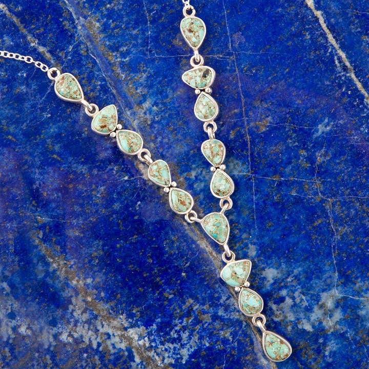 Barse Jewelry - Wholesale Jewelry Set - Durango Turquoise and Sterling Silver Y-Necklace