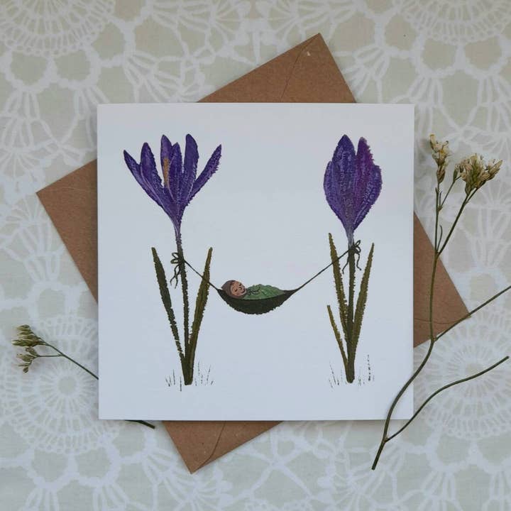 Crocus Baby Greetings Card for wholesale by LYDIAMAE
