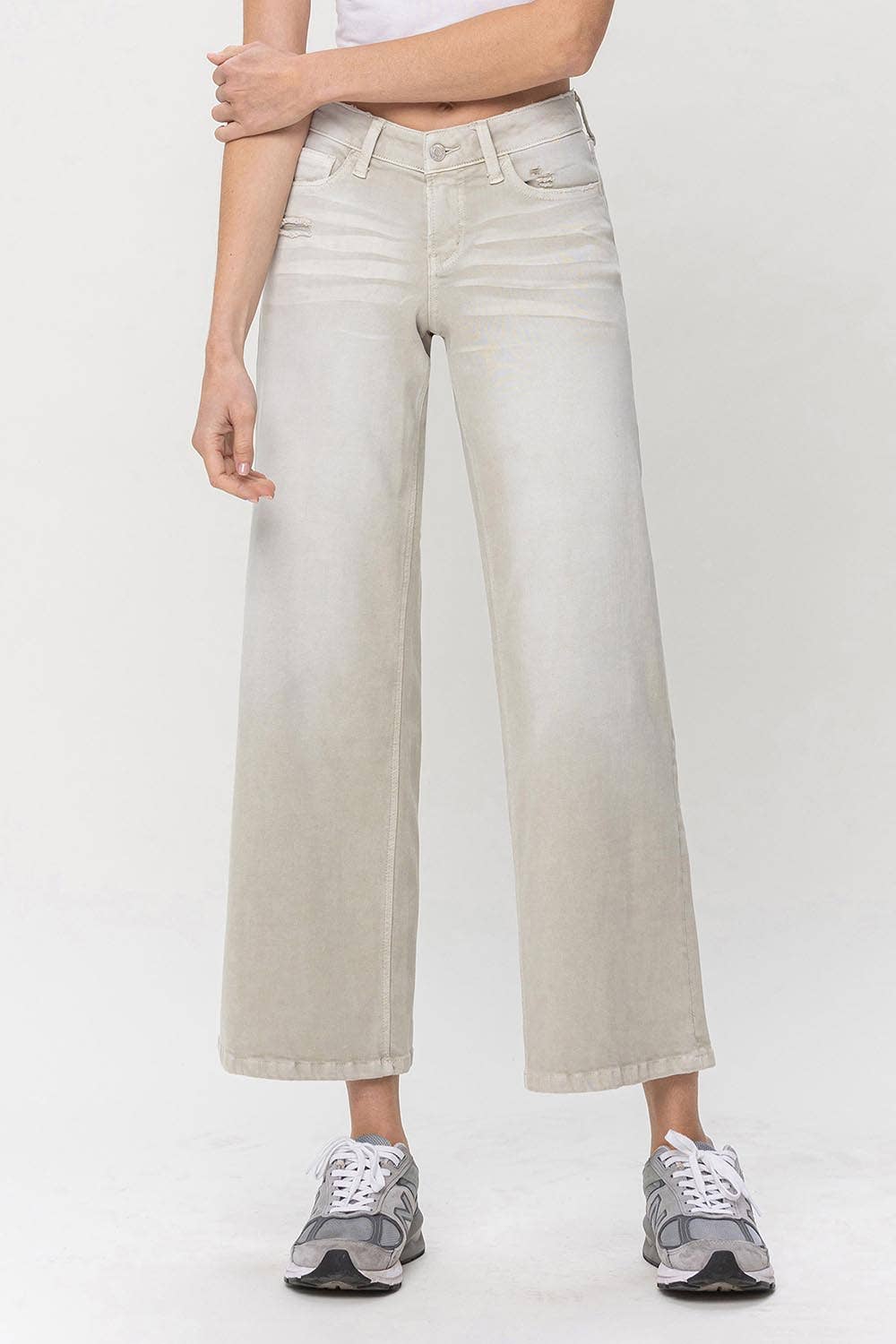 SAGE GREEN LOW RISE BAGGY WIDE JEANS V3391SG for wholesale on Faire1