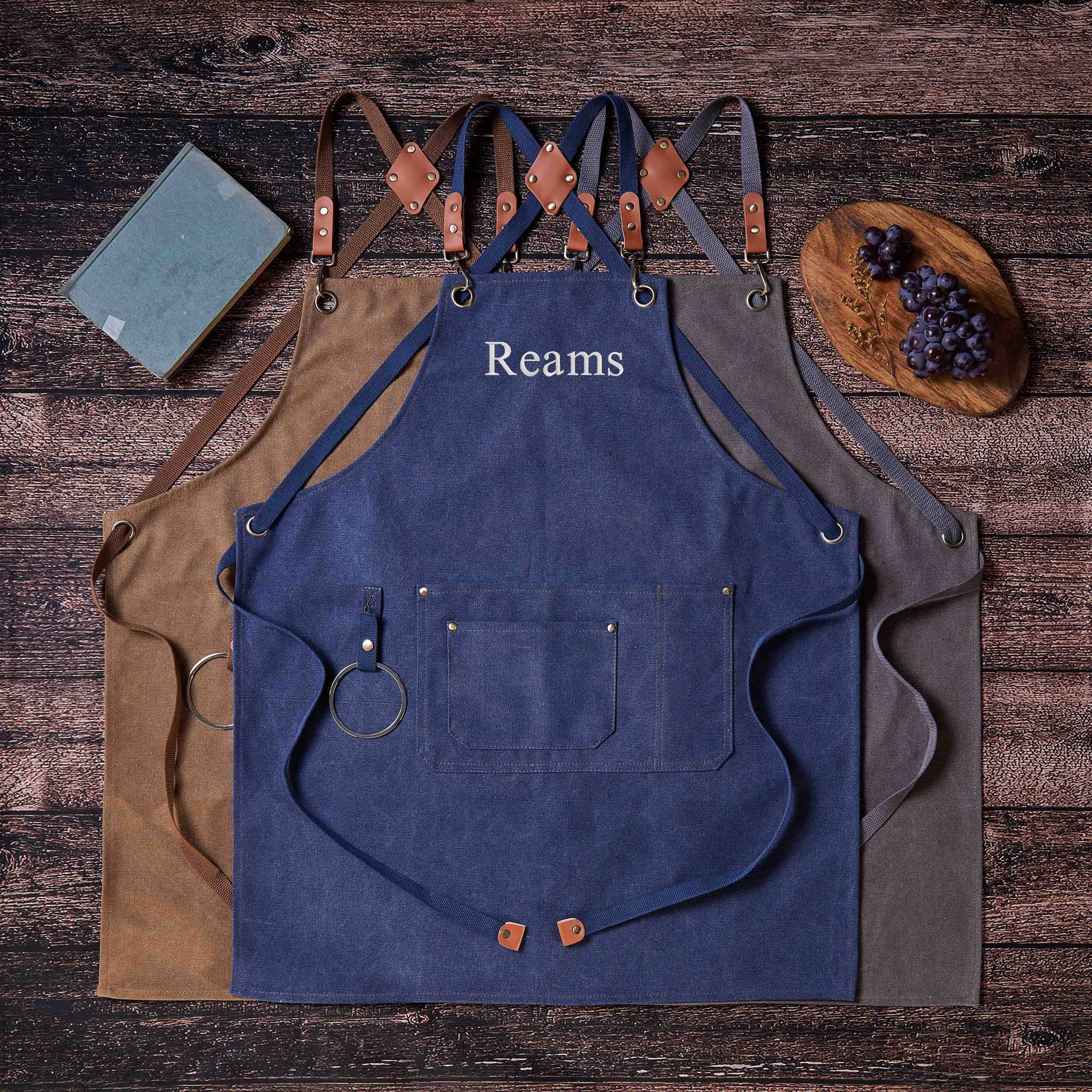 RockCow Leather Studio - Wholesale Apron - Personalized Canvas Workshop Apron with Pockets, Custom Bar, BBQ & Bartender Apron3