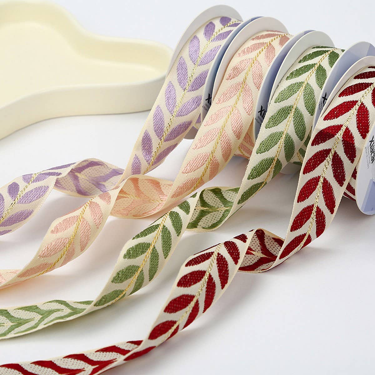 ACCITY - Wholesale Ribbon - Gift Wrapping - LEAF EMBROIDERY RIBBON EDGING RIBBON RIBBON_CWMM57647
