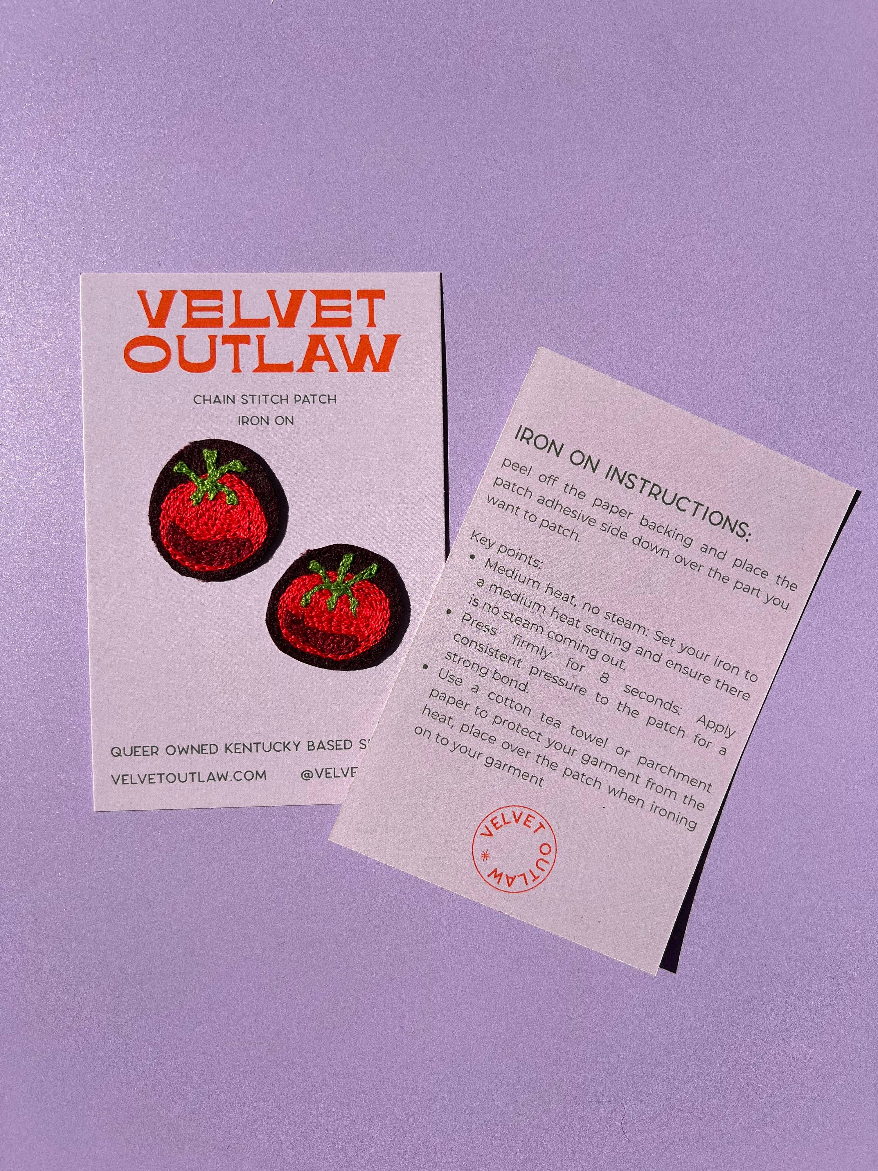 Velvet Outlaw - Wholesale Patch - Tiny Tomato Chain Stitch Iron On Patch - set of 22