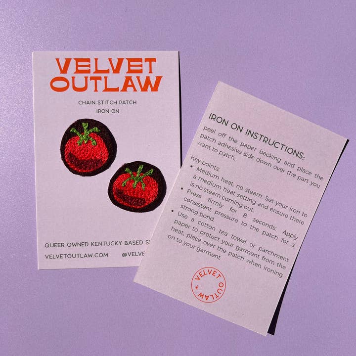 Velvet Outlaw - Wholesale Patch - Tiny Tomato Chain Stitch Iron On Patch - set of 22