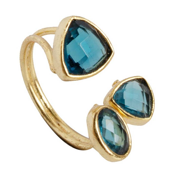 Riley three stone ring in fluorite for wholesale by Meshca