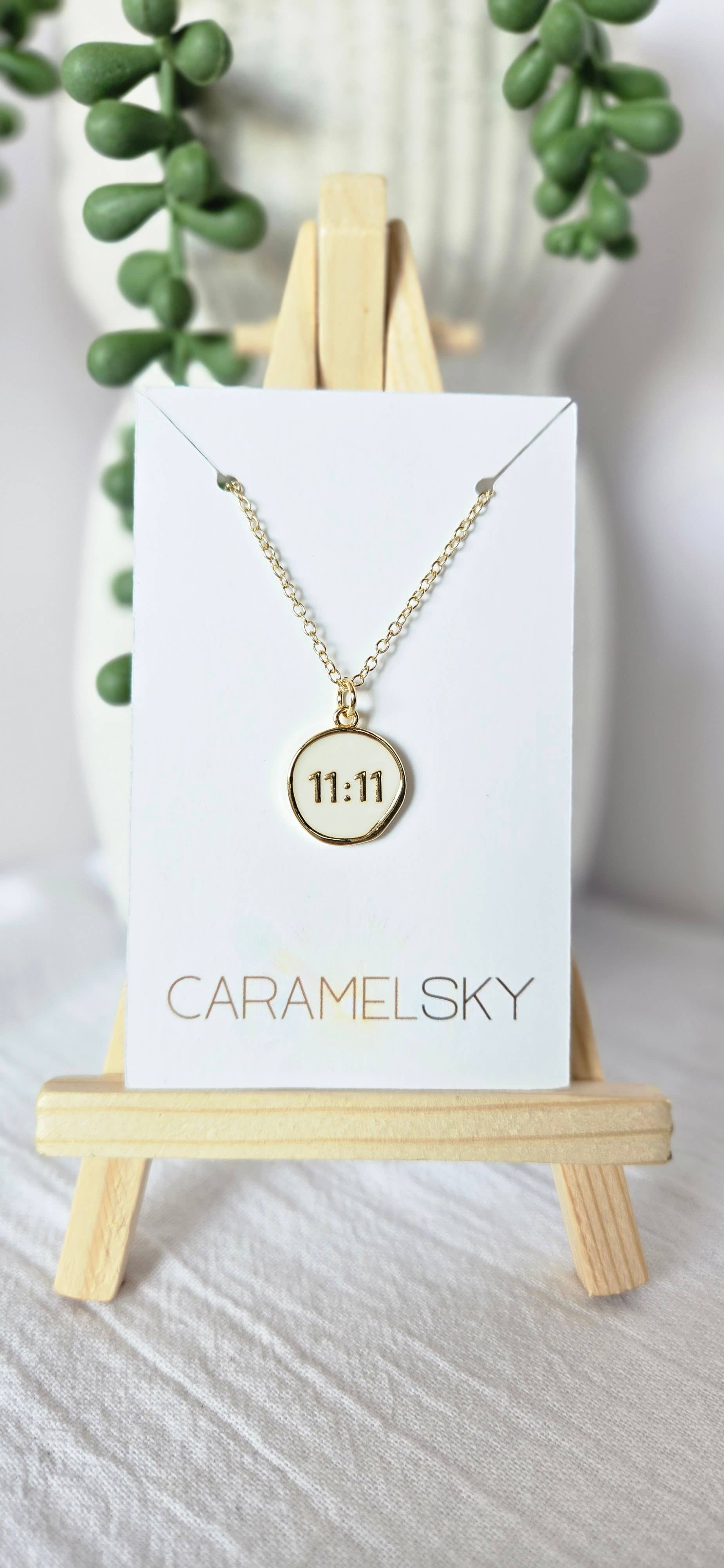 Caramel Sky - Wholesale Halskettinghanger - 18k vergulde ketting met 11:11 engelennummer, spiritueel cadeau2