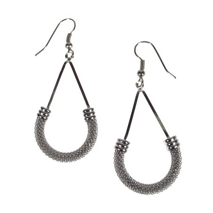 Curved Mesh Triangle Drop Earrings for wholesale by Erica Zap Designs