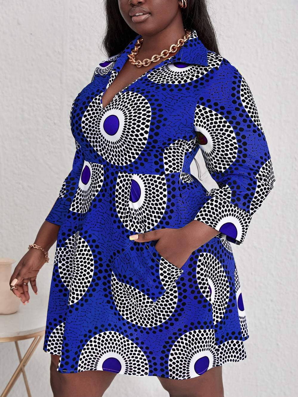 Flarix - Wholesale Dress - Women's - plus geo print hidden pocket dress2