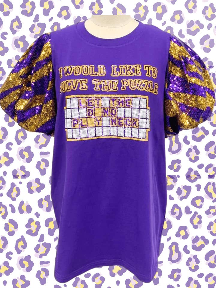 Sash Clothing Bar - Wholesale Blouse - Women's - Gameday Purple Gold Let The Band Play Neck Sequin Tiger Top3