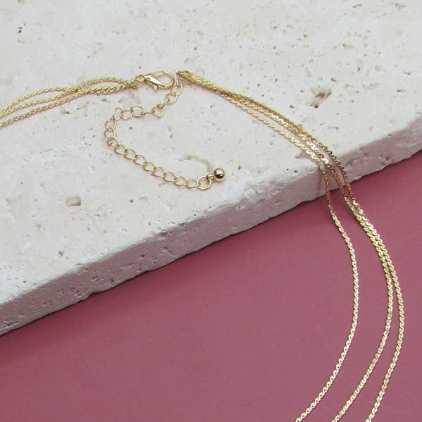 JOSSLYN by wall to wall - Wholesale Link & Chain Necklace - TRIPLE LAYER THIN FLAT CHAIN NECKLACE | 47N194030