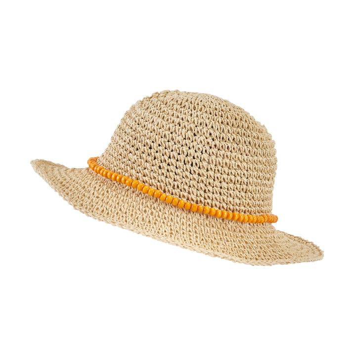 Straw hat for women with stylish chain decoration and inner band for wholesale by NF Nitzsche Fashion