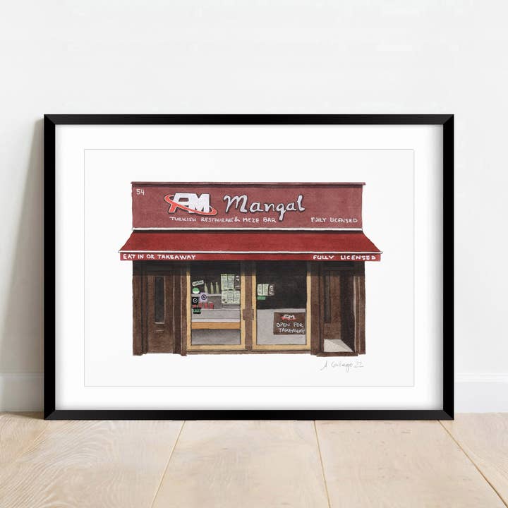 Camberwell - FM Mangal Turkish Restaurant - Stampa giclée (un) per la vendita all'ingrosso da parte di Ana Gallego Illustrations