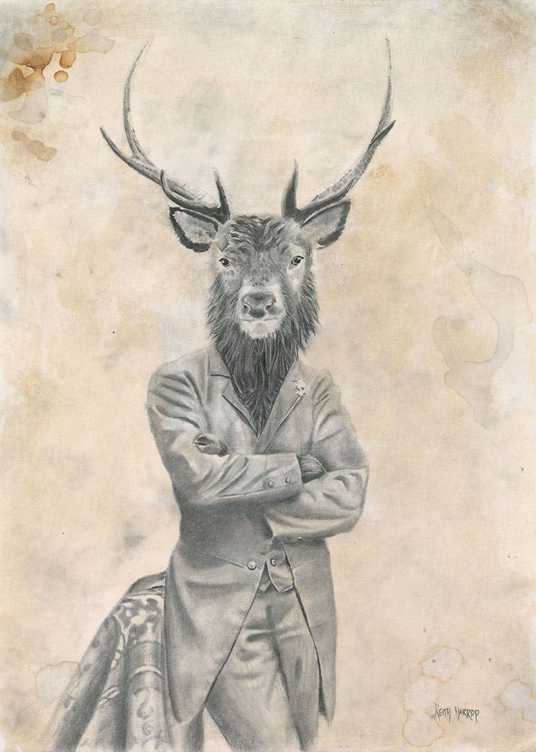 Keith Harrop - Pencil Art - Wholesale Postcard Set - 10 assorted postcards. Set #2 Victorian vintage animal art2