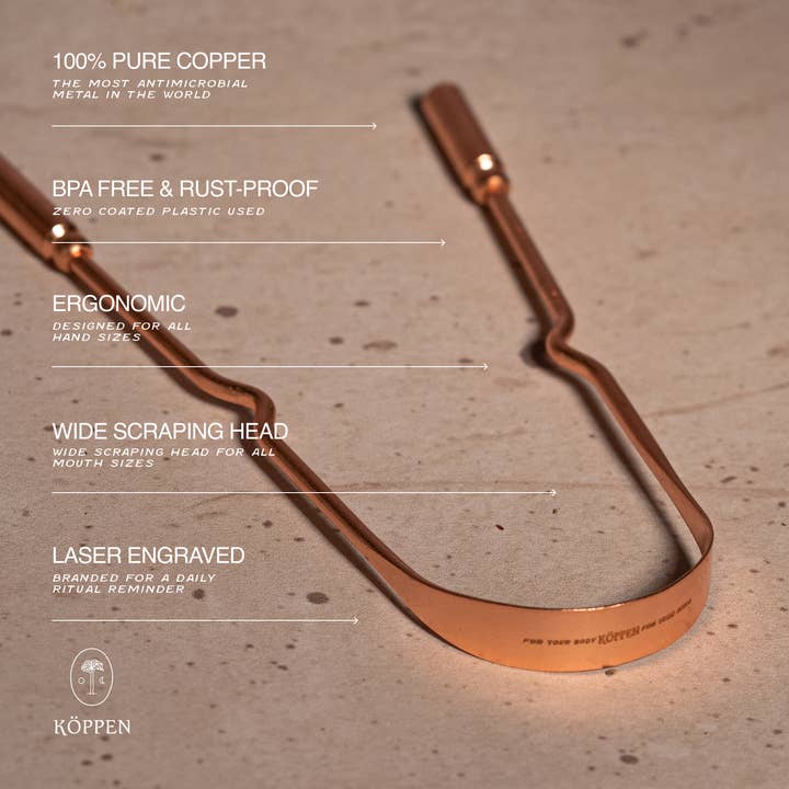 KÖPPEN - Wholesale Tongue Scraper - Pure Copper Tongue Scraper | Fresh Breath & Enhanced Taste