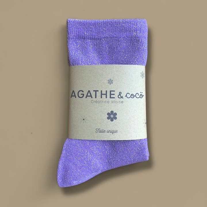 Glitter socks pair - Lilac for wholesale by agathe & cocö