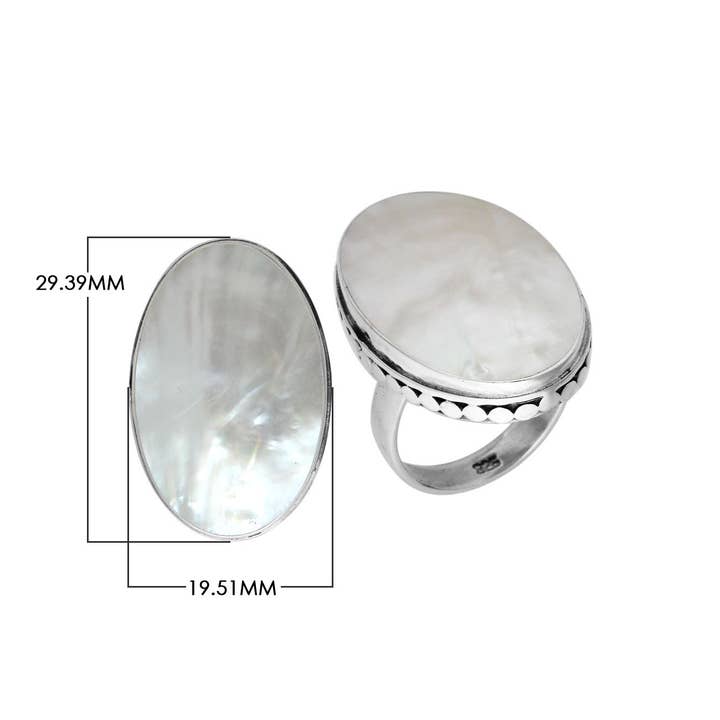 Bali Designs - Wholesale Cocktail/Statement Ring - AR-6213-MOP Sterling Silver Oval Shape Ring With Pearl