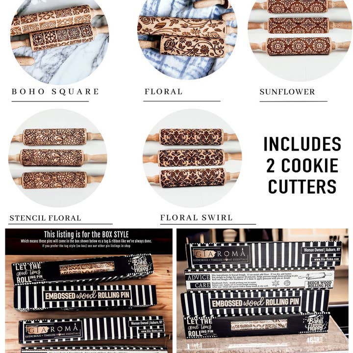 Gia Roma - Wholesale Rolling Pin - Spring Kitchen Gifts + Easter Baking, Rolling Pin for cookie