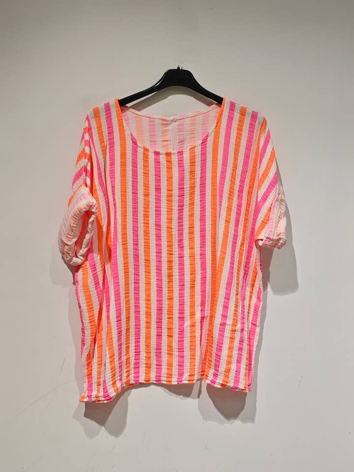 Pomelo paris - Wholesale Blouse - Women's - FLUORESCENT STRIPED COTTON GAUZE5