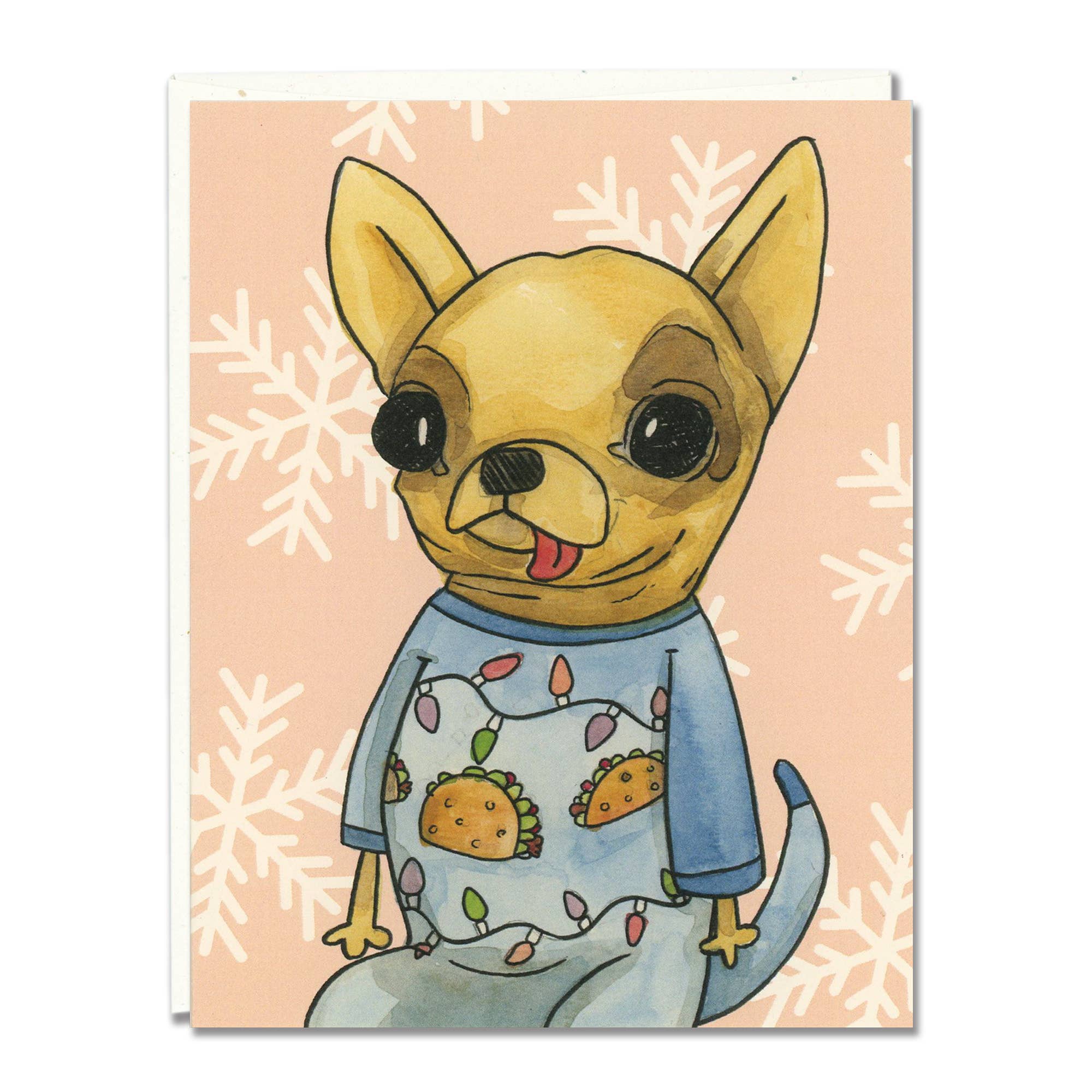 Chihuahua in Ugly Sweater Holiday Greeting Card