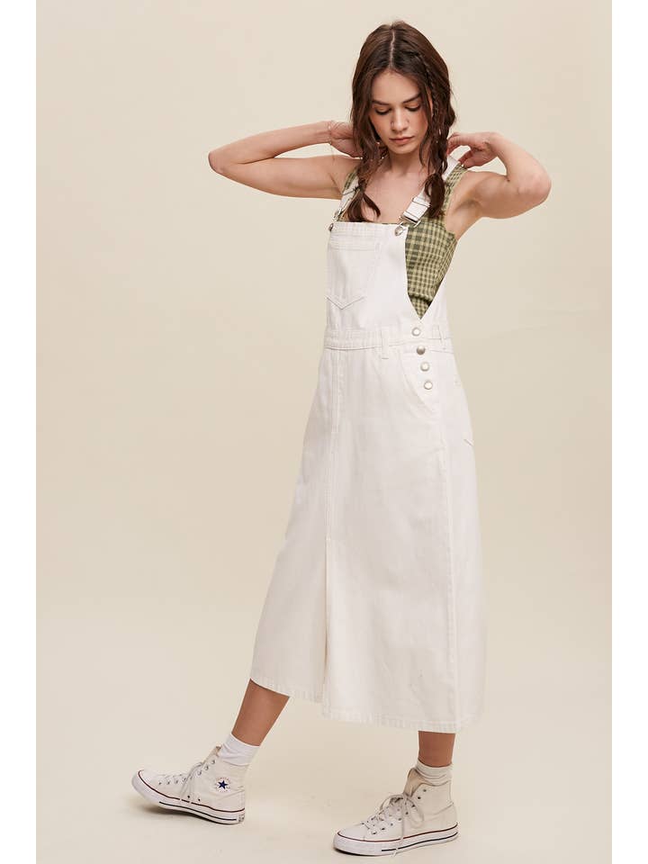 White Denim Overall Midi Dress for wholesale on Faire