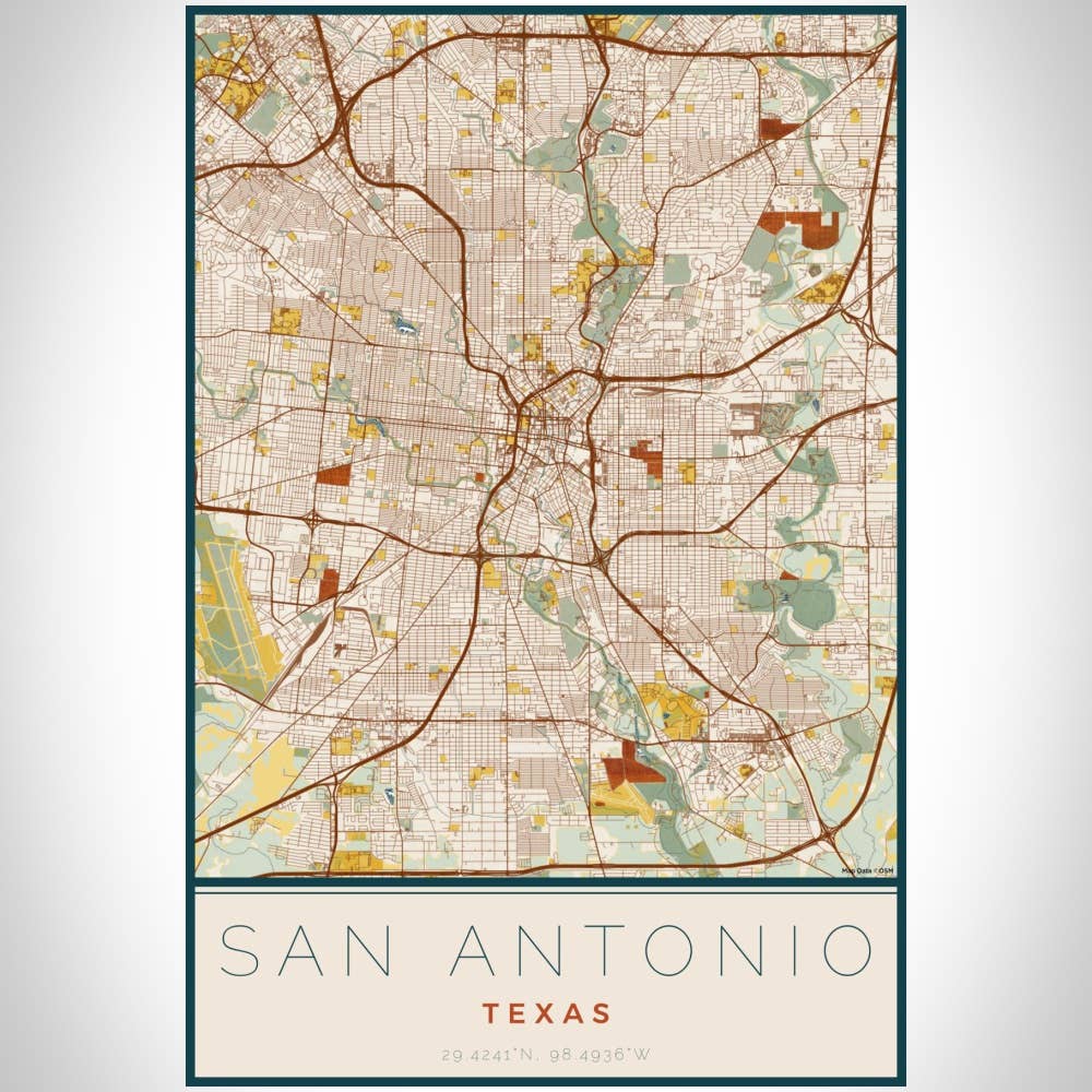 JACE.design - Wholesale Art Print - San Antonio TX Map Print Woodblock2