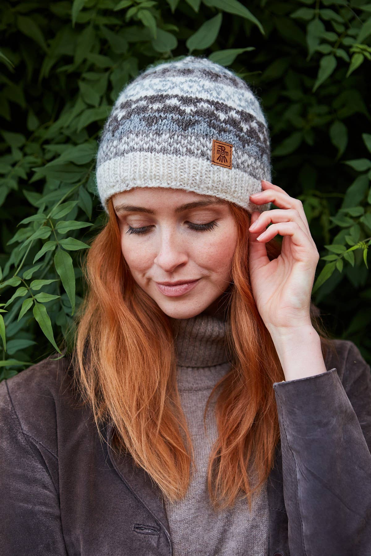 Classic Fair Isle Women's Wool Knit Beanie Hat Natural for wholesale on Faire0
