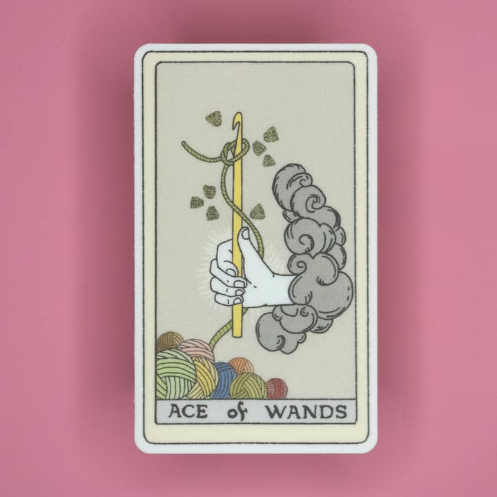 Autocollant en vinyle crocheté Ace of Wands pour la vente par Beautifully Regular