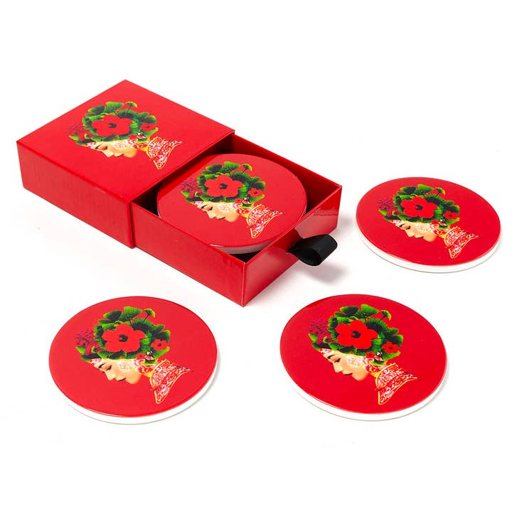 Lotus ceramic coaster set of 4 for wholesale by Gangzaï Design