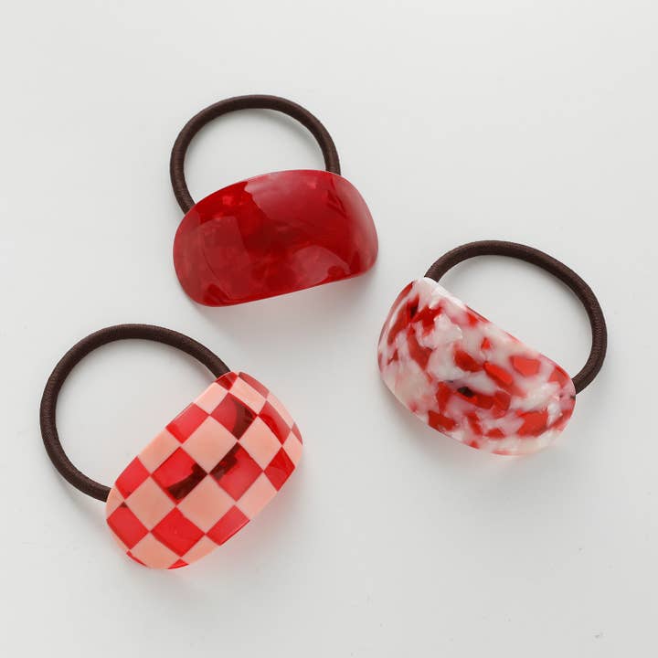 Valentine Curved Acetate Hair Ties (Set of 3) for wholesale by Adorro