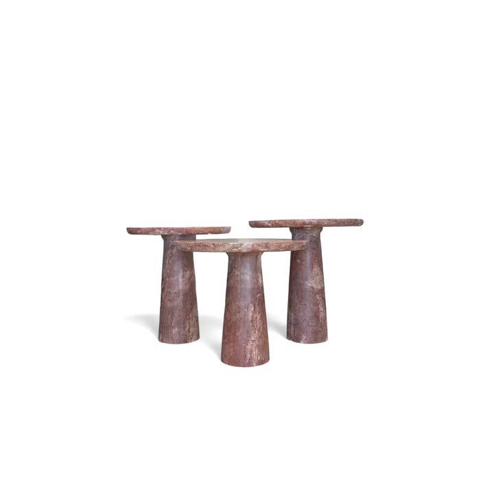 HAAND Craft - Wholesale Side Table - IDE Red Travertine Side Tables - Combine for Coffee Table