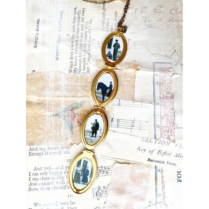 Red Truck Designs - Wholesale Locket Necklace - Gold Family Locket Necklace Folding Locket 24 inches