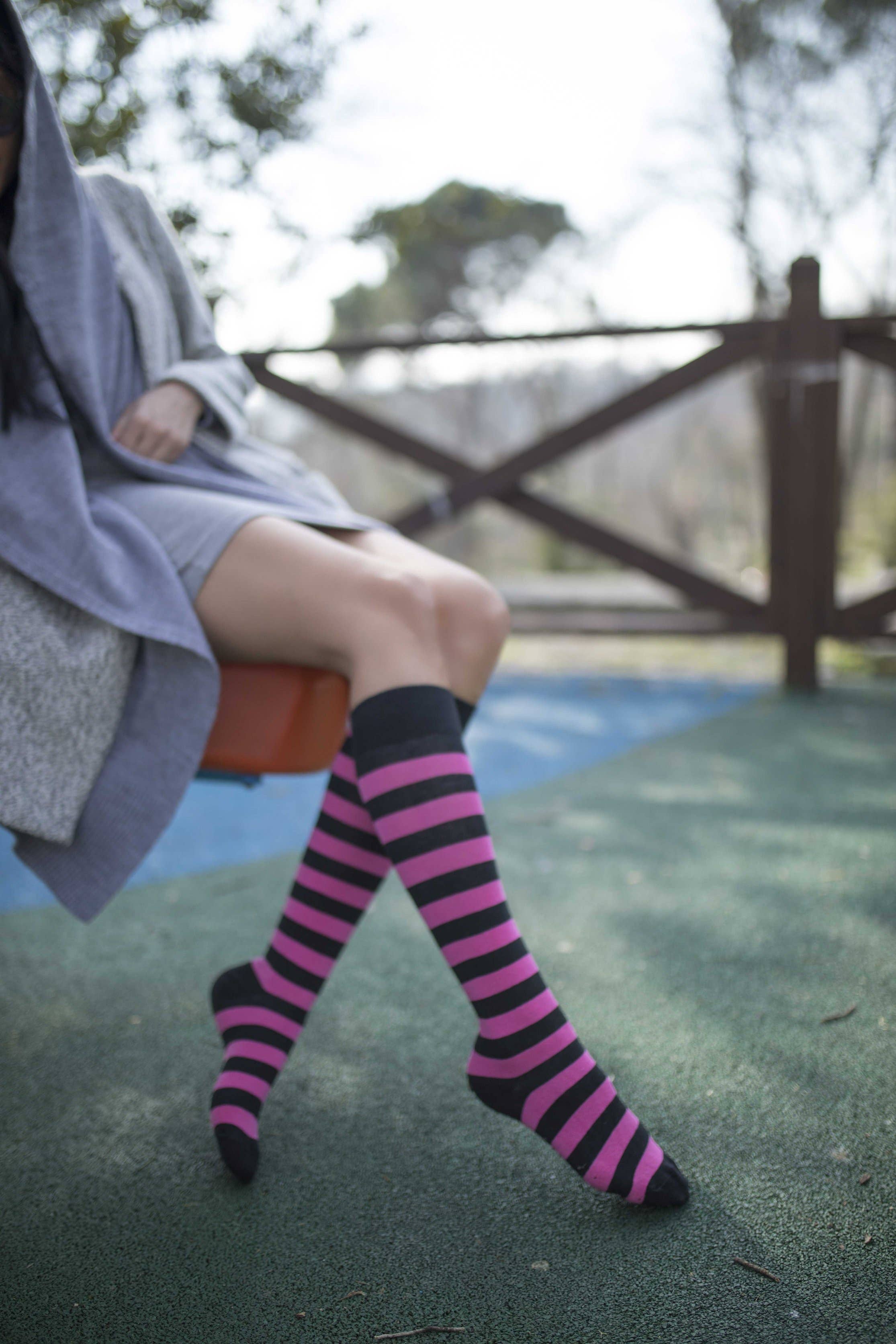 Socks n Socks - Wholesale Socks - Women's - Women's Flamingo Stripe Knee High Socks2