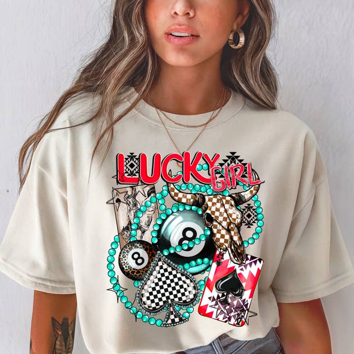 Lucky Girl Graphic Tee for wholesale by Savage Rebel Co.