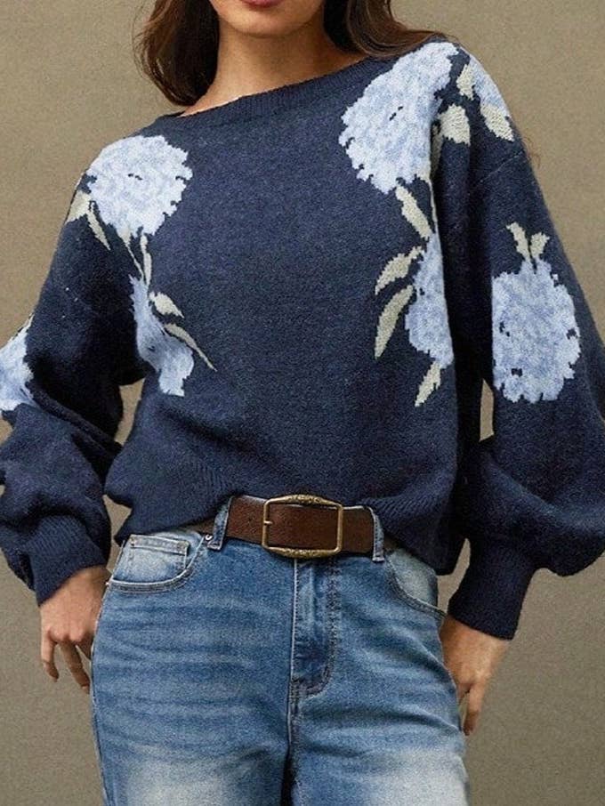 Casual Vintage Floral Pattern Pullover Sweater and other Purchase Wholesale sunflower sweater. Free Returns & Net 60 Terms on Faire trending on Faire.