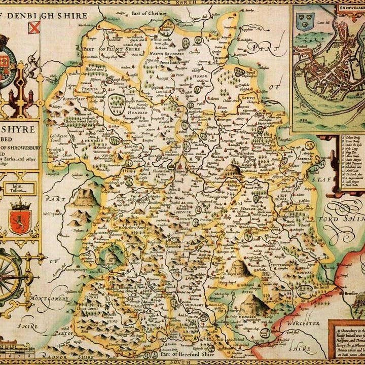 Shropshire Historical Map (1610) for wholesale by Map Marketing Limited