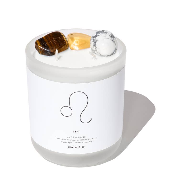Cleanse & Co. - Wholesale Jar/filled candle - Leo Zodiac Crystal Candle