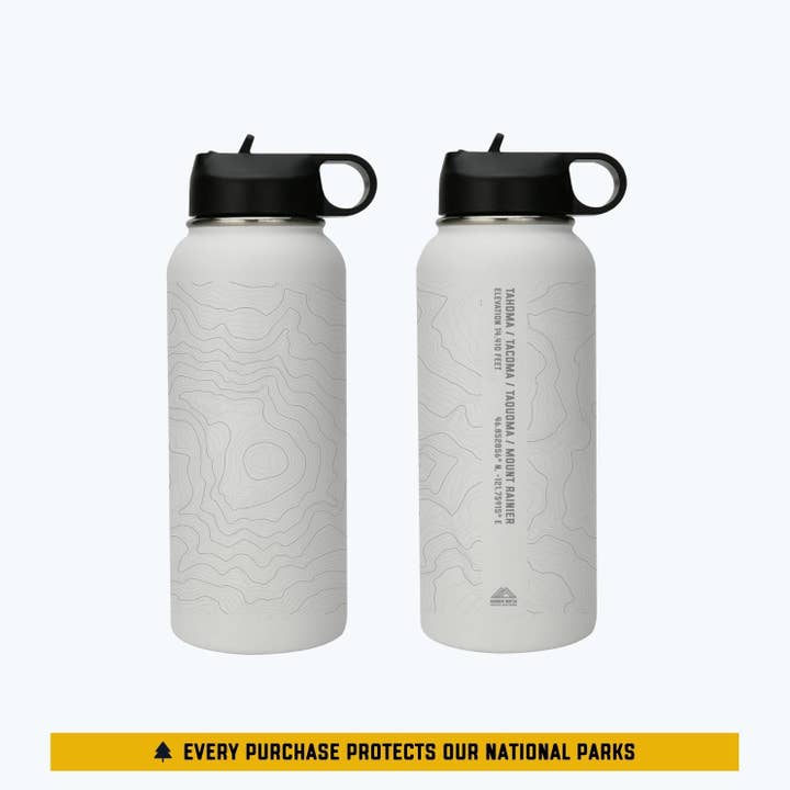 Rainier Watch Supply Co – wholesale Water bottle – Tahoma Mount Rainier Topo Bottle3